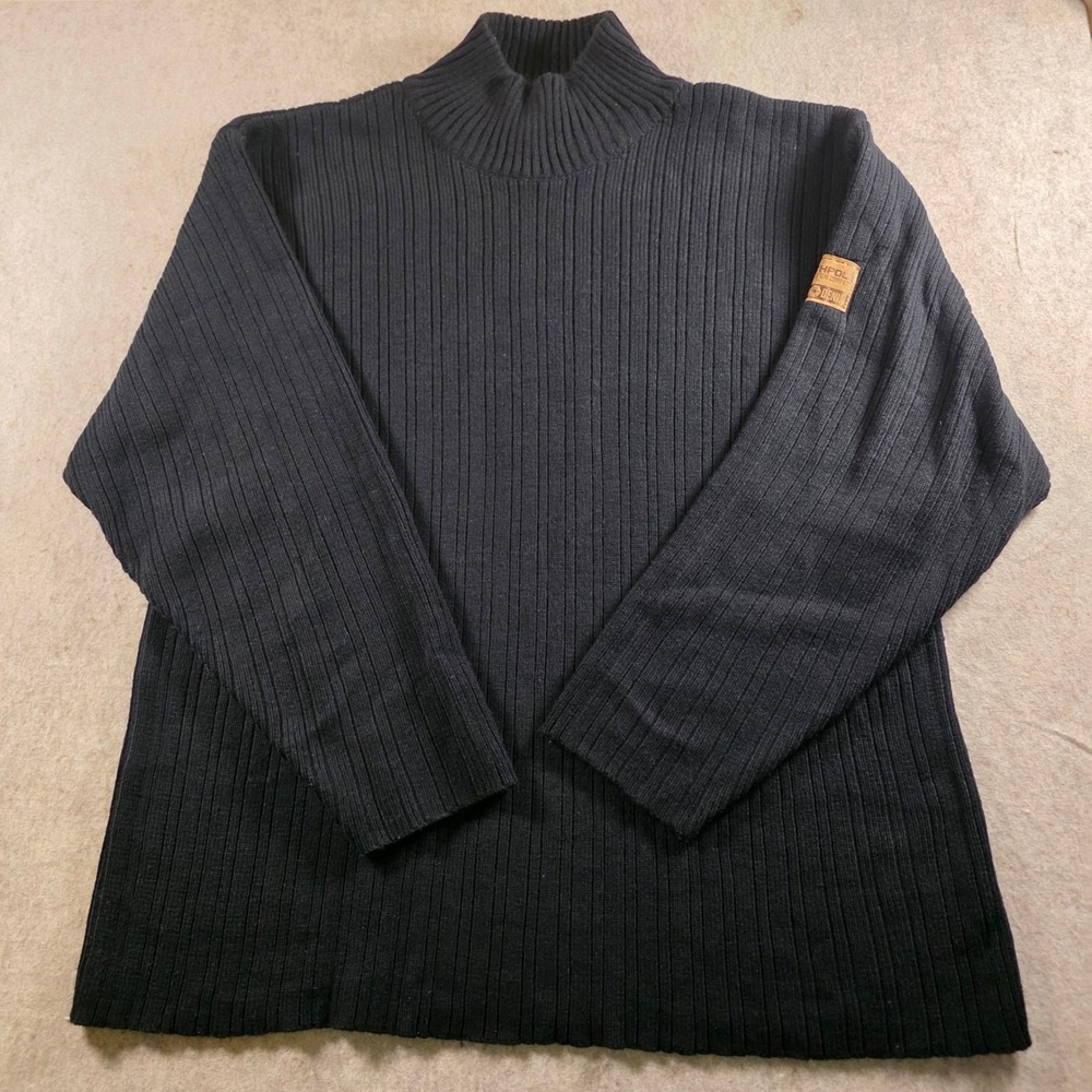 Southpole Mens XL Black Ribbed Mock Neck Sweater Authentic Collection Streetwear
